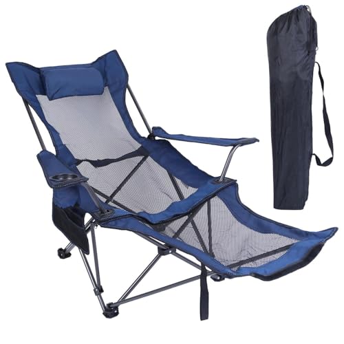 Tragbarer Campingstuhl, tragbarer Campingstuhl mit Fußstütze, leicht, zusammenklappbar, Netzgewebe mit verstellbarer Rückenlehne, für Erwachsene und Herren, Angelgeschenk Tragbarer Campingstuhl, tragbarer Campingstuhl mit Fußstütze, leicht, zusammenklappbar, Netzgewebe mit verstellbarer Rückenlehne, für Erwachsene und Herren, Angelgeschenk von Rich Iron