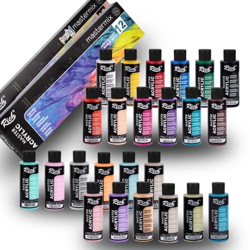 Rich Mastermix Acrylfarben-Set - 12 Farben x 60 ml + Mastermix Pastell Acrylfarben-Set - 12 Farben x 60 ml Rich Mastermix Acrylfarben-Set - 12 Farben x 60 ml + Mastermix Pastell Acrylfarben-Set - 12 Farben x 60 ml von Rich