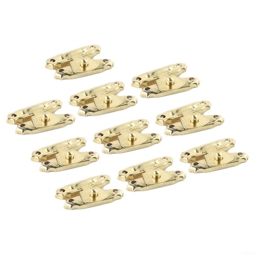 10 Stück Antik Bronze Gold Metall Schloss Verschlüsse für kleine Holzkisten und Schmuckkoffer, komplett mit Befestigungsschrauben (gelb) von RichVibe