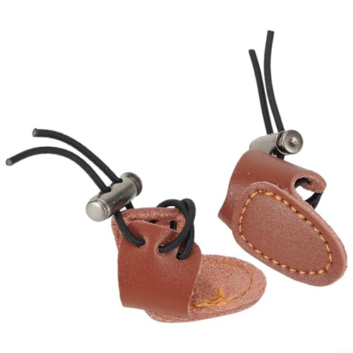 2 Stück Leder Daumenringe für Bogenjagd mit Fingerschutz für Guard Tab Handschuhe geeignet für rechte und linke Hand (Braun) von RichVibe