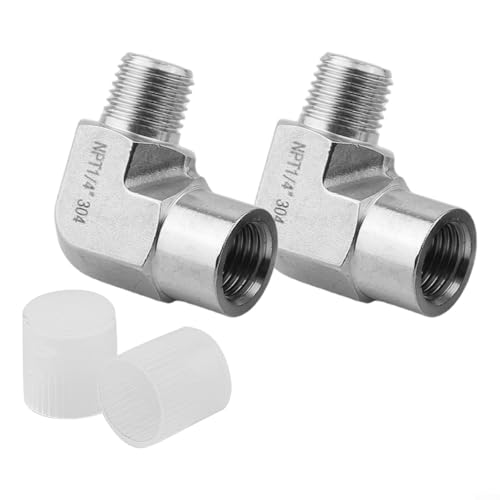 304 Edelstahl 90 Grad Winkelverbinder-Set, 2 Stück, 1/4 Zoll NPT Stecker auf 1/4 Zoll NPT Innengewinde Rohrverschraubungen von RichVibe