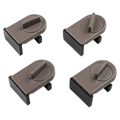 4 Stück verstellbare Fensterverriegelung Stopper für Schiebetüren und Fenster, sandgestrahlte Eisenkonstruktion, 25-42 mm Schienenabstand, Kindersicherung, Kaffeefarbe von RichVibe