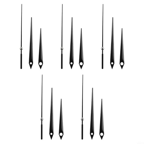5 Stück Uhren-Reparaturteile, Uhrenzeiger-Set, Aluminium, Ersatz für Uhren, Stunden-, Minuten-, Sekundenzeiger, 71 mm, 93 mm (schwarz) von RichVibe