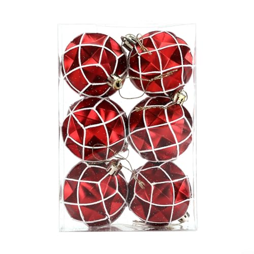 6 Stück Weihnachtsdekoration, glitzernde Weihnachtskugeln, unzerbrechliche Kunststoff-Ornamente mit Aufbewahrungsbox (CJ194) von RichVibe