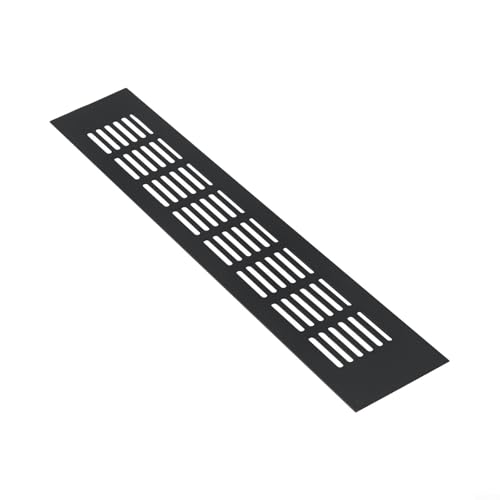 60 mm rechteckige Aluminium-Lüftungsgitter, Lüftungsgitter, Abdeckung für Kleiderschrank, Schranktür, Schwarz (60 x 350 mm) von RichVibe