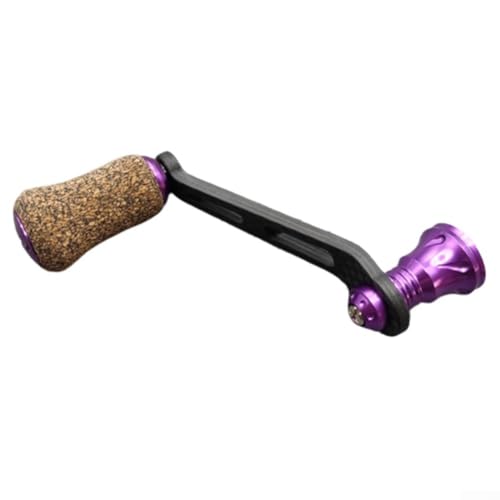 70 mm einzelner Wippgriff mit rundem Knauf und Gummi-Korkgriffschraube, kompatibel mit Daiwa-Rollen für Fuego und Salamandura-Modelle (lila) von RichVibe