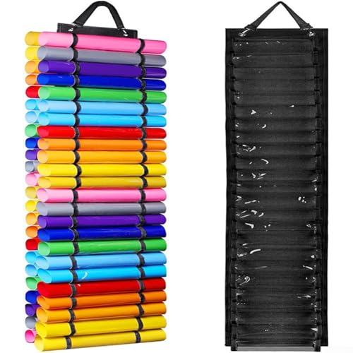 Aufrollbare Vinyl-Aufbewahrungstasche mit Wärmetransferfolien-Design zum Aufhängen an Türen und Wänden, Oxford-Stoff und PVC-Material für Zuhause oder Büro (schwarz) von RichVibe