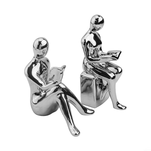 Buchstützen mit abstrakten Steinfiguren, zum Organisieren von Büchern auf Regalen oder Schreibtischen, mit kreativem Design, um den Einrichtungsstil zu Hause oder im Büro zu verbessern (Buchordner von RichVibe