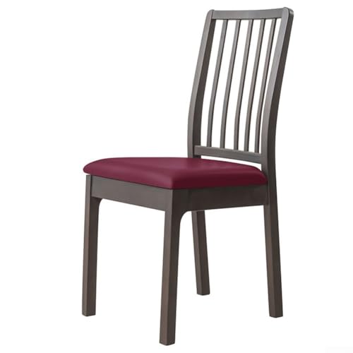 Esszimmerstuhlhusse mit elastischen Bändern aus wasserdichtem PU-Leder für einfache Pflege (Burgunderrot) von RichVibe