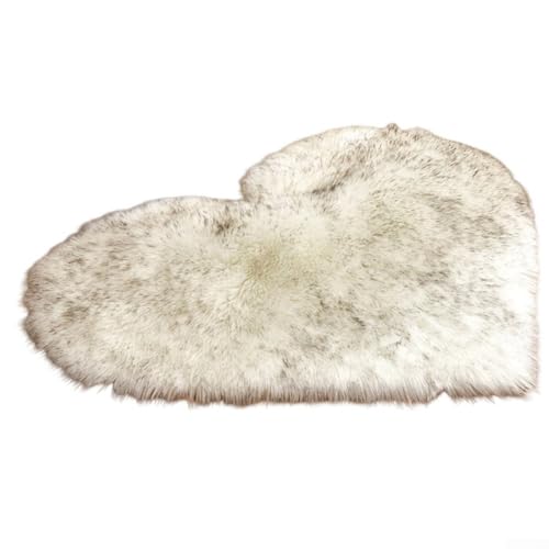 Herzförmiger Teppich für Schlafzimmer, rutschfeste Bodenmatte für Ecken und Eingänge (weiß-grau) von RichVibe