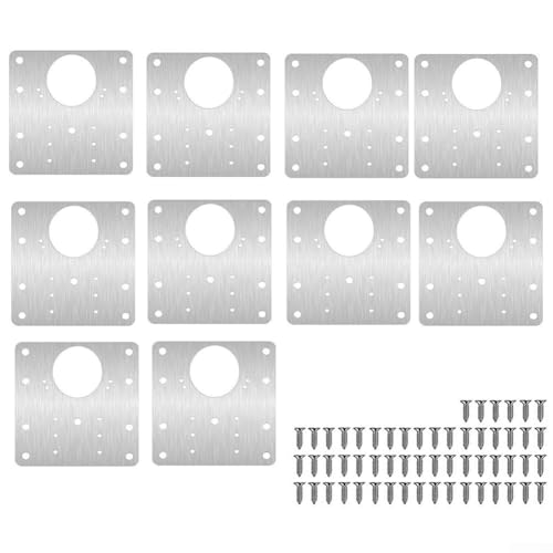 Küchenschranktürscharnier-Reparatur-Set mit 2 4 10 Edelstahlplatten und Schrauben für Möbelschublade und Türscharniere (10 Stück) von RichVibe