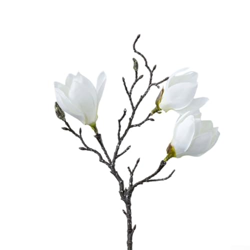 Künstliche Magnolien-Blumenarrangements für Heimdekoration, leichte und stilvolle Blumenarrangements (weiß) von RichVibe
