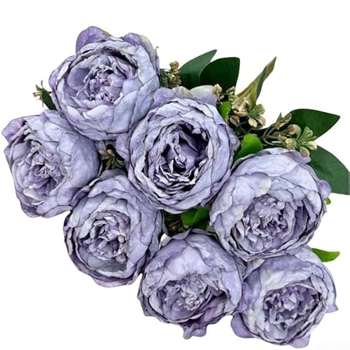 Künstlicher Blumenstrauß mit 7 Köpfen für Hochzeiten und Heimdekoration, entworfen, um den Innenbereich zu ergänzen (lila) von RichVibe