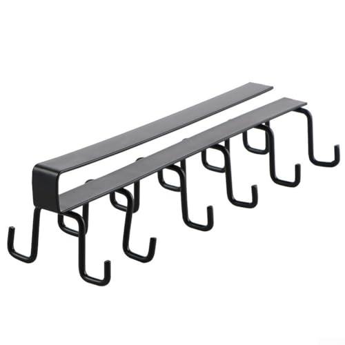 Metall-Unterregal für Küche und Kleiderschrank, entworfen zum Aufhängen von Tassen, Löffeln, Handtüchern und kleinen Töpfen ohne Werkzeug (schwarz) von RichVibe