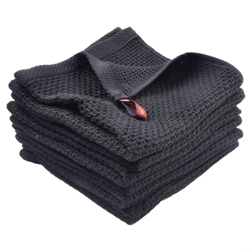 Mikrofaser-Waffel-Küchentücher Reinigungstücher für mühelose Reinigung von verschütteten Flüssigkeiten (schwarz) von RichVibe