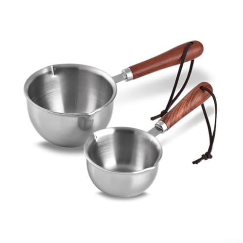 Öltopf aus Edelstahl mit Holzgriff zum Kochen und Servieren, 100 ml und 200 ml Größen (S) von RichVibe