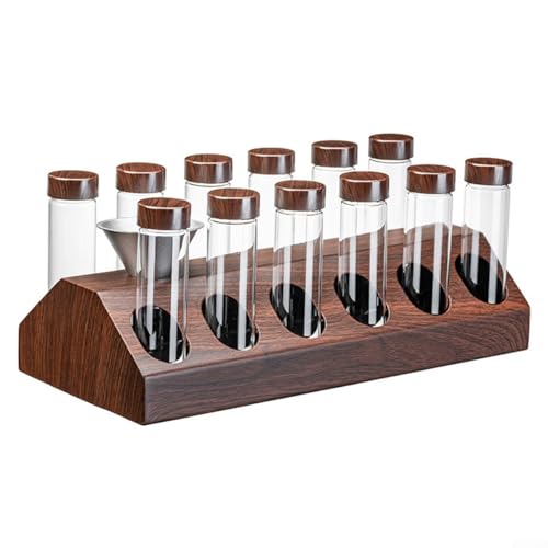 Organisierte Kaffee-Aufbewahrungslösung mit Glasröhren und Edelstahlhalter für Ihre Küche (12 Röhren) von RichVibe