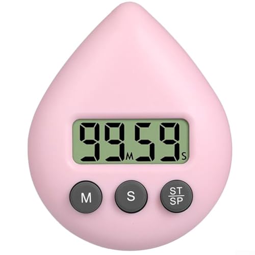 Programmierbarer digitaler Timer mit dreifarbigem spritzwassergeschütztem Design, energiesparender Countdown mit Alarm und Saugnapf für Haushalt und Küche (hellrosa) von RichVibe