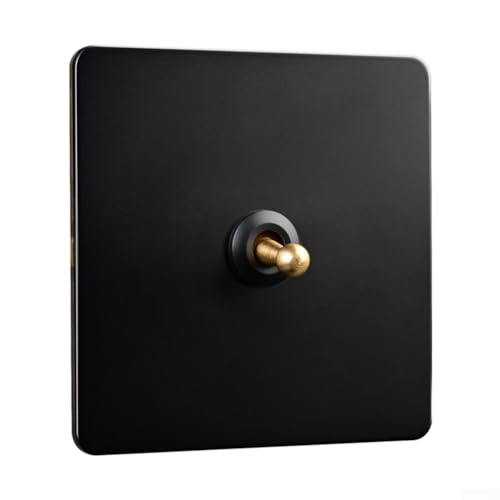 RichVibe 86 Typ Wand-Kipp-Lichtschalter, Messinghebel, 1-Wege/2-Wege, feuerfeste Platte für Innenbeleuchtung in Häusern, Büros, Hotels und Fabriken (1-Gang) von RichVibe