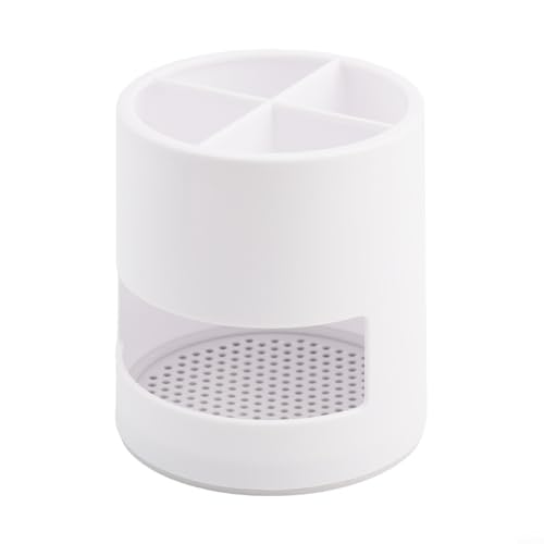 RichVibe Badezimmer-Zahnbürsten- und Zahnpasta-Halter mit schnell trocknender Belüftung, 11 x 10 x 10 cm, Kunststoff-Organizer für den Heimgebrauch (weiß) von RichVibe