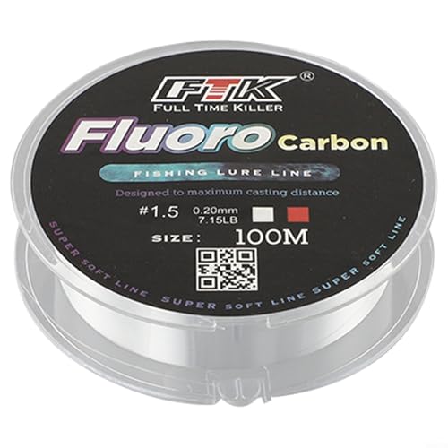 RichVibe Fluorocarbon Angelschnur 100 m mit Kohlefaservorfach, weiche, transparente Schnur bietet verbesserte Festigkeit und reibungslose Handhabung für alle Angeltechniken (1,5–0,20 mm-3,2 kg weiß) von RichVibe