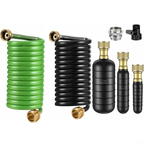 RichVibe Hochdruck-Ablaufblasen-Set mit 3 m langem einziehbarem Schlauch, Wasserhahnadapter aus Messing und Absperrventil zum Reinigen von Clogs in Waschbecken, Duschen und Poolrohren (schwarz) von RichVibe