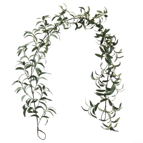 RichVibe Künstlicher Olivenzweig-Girlande, 170 cm, grüne Rebe mit dekorativen künstlichen Früchten, für Zuhause und Event von RichVibe