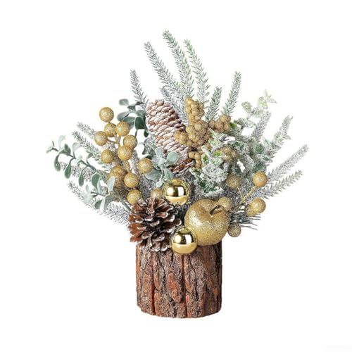 RichVibe Weihnachtsbaumschmuck mit realistischer PE-Rindenstruktur, künstlicher kleiner Weihnachtsbaumschmuck für Zuhause, Büro, Tisch oder Regal (B) von RichVibe