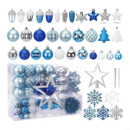 RichVibe Weihnachtskugel-Ornament-Set, Weihnachtsbaumschmuck, festliche hängende Kugeln für den Weihnachtsbaum, Tischkamindekoration für Zuhause, Weihnachtsdekoration (108 Stück) von RichVibe