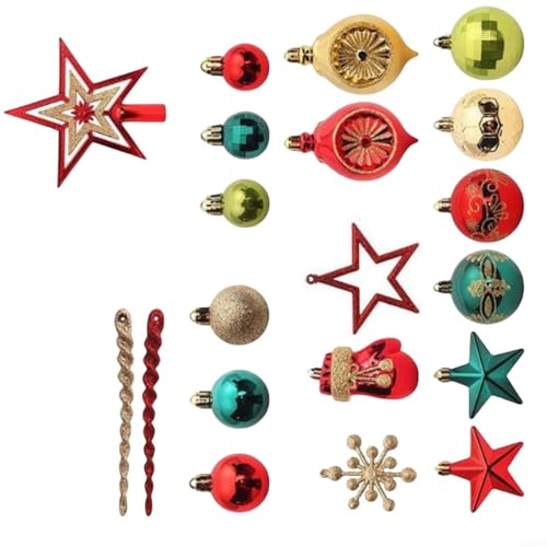 RichVibe Weihnachtskugel-Ornament-Set, Weihnachtsbaumschmuck, festliche hängende Kugeln für den Weihnachtsbaum, Tischkamindekoration für Zuhause, Weihnachtsdekoration (78 Stück) von RichVibe