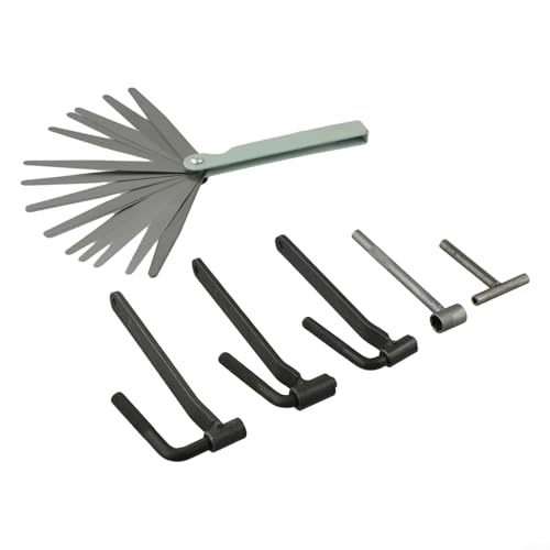 Robustes 6-teiliges Motorrad-Motorventil-Einstellwerkzeug mit mehreren Schraubenschlüsseln und einer Präzisions-Fühlerlehre von RichVibe