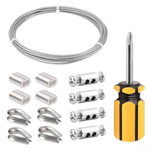 Rostbeständiges 304 Edelstahl-Drahtseil-Set, Mehrzweck-Lösung für Garten, Haus und Außenanwendungen (10 Meter) von RichVibe