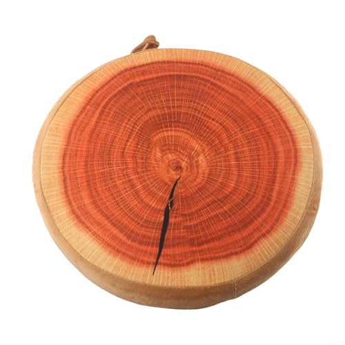 Runder Plüsch-Kissenbezug in Obstform mit ultraweichem Baumwollschaum für Gartenstuhl-Dekoration, 33 cm, einseitig (Holz) von RichVibe