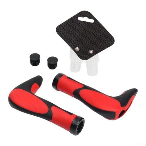 Rutschfeste Griffe für MTB-Lenkergriffe mit ergonomischem Design für hervorragende Traktion (ein Paar schwarz-rot) von RichVibe