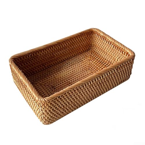 Schicker handgewebter Rattan-Aufbewahrungskorb, perfekt für die Organisation von Obst und dekorativen Gegenständen (groß) von RichVibe