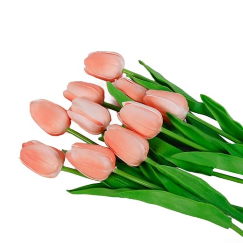 Set mit 10 künstlichen Tulpen für Hochzeit, Tafelaufsätze, Zuhause und Wohnzimmer, Blumendekor mit langlebigem Seidenmaterial (33 cm) von RichVibe