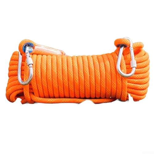 Sicherheitsseil, 10 mm, mit 2 Karabinern, ideal für Outdoor-Klettern und Rettung, erhältlich in Längen von 10 m und 20 m, Orange von RichVibe
