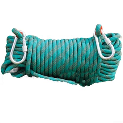 Sicherheitsseil, 10 mm, mit 2 Karabinern, ideal für Outdoor-Klettern und Rettung, erhältlich in Längen von 10 m und 20 m (20 m grün) von RichVibe