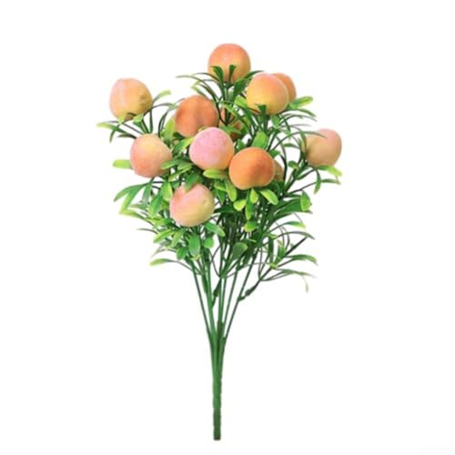 Simulierte Orangenfruchtstecklinge mit 7 gegabelten Zweigen und 14 Früchten für den Einsatz in Heimdekoration, Büro und Hochzeiten (Pfirsiche) von RichVibe