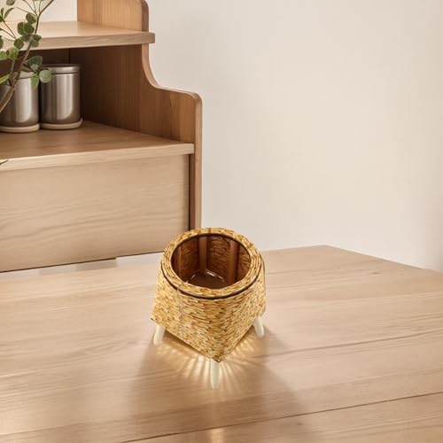 Stilvoller Rattan-Pflanzenständer für den Innenbereich mit dreieckigem Design, zur Verschönerung Ihres Heimbüro-Dekors (C Brown) von RichVibe