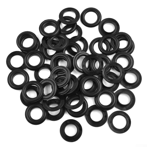 Verstellbarer Kunststoff-Ösenverschluss mit Harzmaterial, Innendurchmesser 15 mm und Außendurchmesser 28 mm, Handpresswerkzeug kompatibel für verschiedene Befestigungsbedürfnisse (50 Stück schwarz) von RichVibe