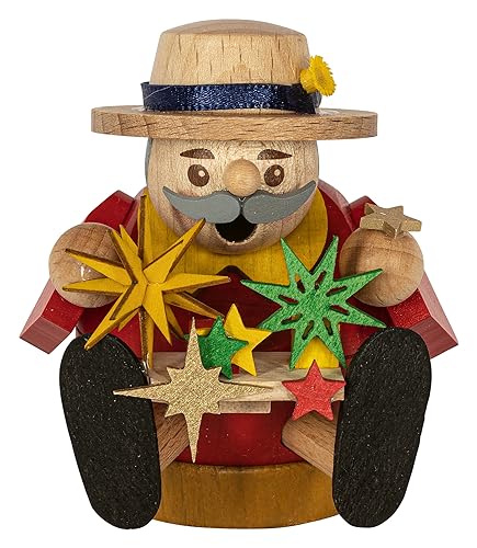 Richard Glässer Seiffen Minikugelrauchmann Sterneverkäufer sitzend Erzgebirge, Model 26719 von Richard Glässer Seiffen