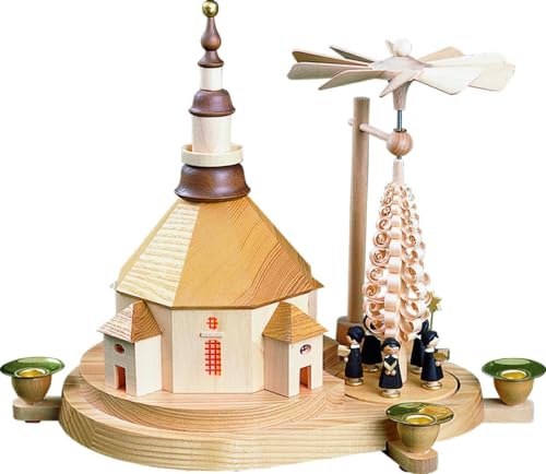 Richard Glässer Seiffener Kirche mit Weihnachtspyramide und Kurrende, elektrisch beleuchtet, 8064 von Richard Glässer Seiffen