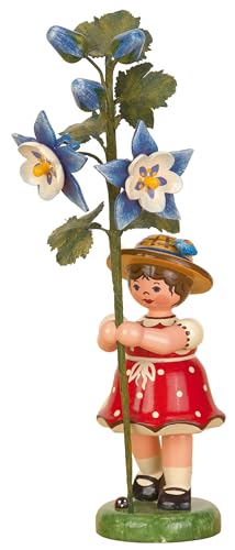 Richard Glässer Seiffen Hubrig Blumenkind Mädchen mit Akelei - 17 cm, 307h5003 von Richard Glässer Seiffen