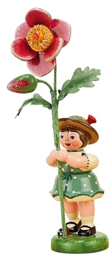 Richard Glässer Seiffen Hubrig Blumenkind Mädchen mit Heckenrose - 11 cm von Richard Glässer Seiffen