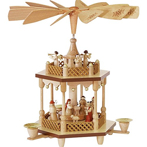 Richard Glässer Weihnachtspyramide Christi Geburt 1-stöckig, 32cm, für Wohnzimmer von Richard Glässer Seiffen