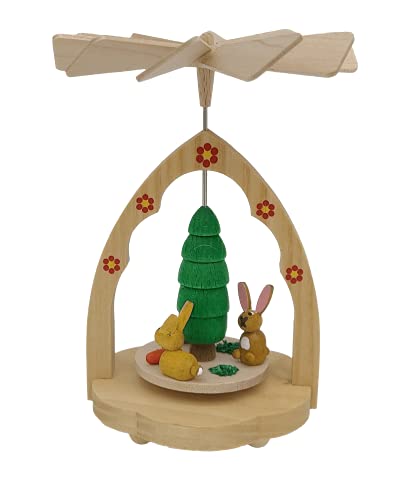 Glässer Kleine Pyramide Hasen, Holzpyramide mit Kerzenhalter in Handarbeit gefertigt, 1712 Höhe: 11 cm von Richard Glässer Seiffen