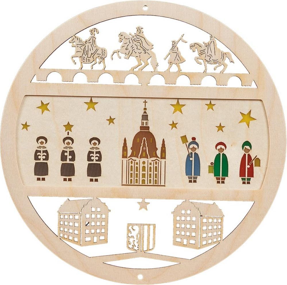 Richard Glaesser Fensterbild Dresdner Frauenkirche, Durchmesser ca. 15 cm, Handwerkskunst aus dem Erzgebirge von Richard Glaesser