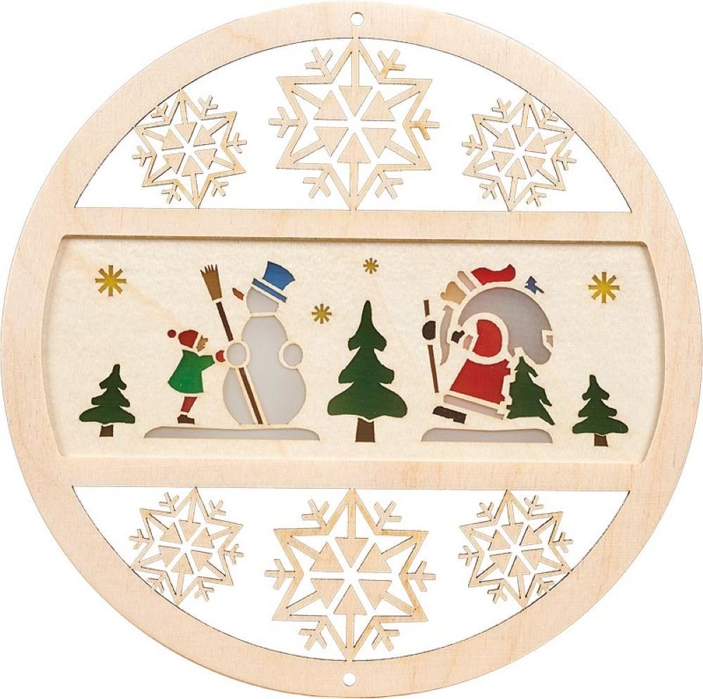 Richard Glaesser Fensterbild Winterwald, Duchmesser ca. 15 cm, Handwerkskunst aus dem Erzgebirge von Richard Glaesser