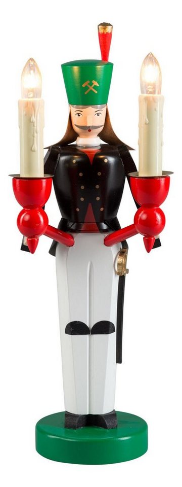 Richard Glaesser Kerzenhalter Bergmann, elektrisch beleuchtet, Höhe 26 cm, Handwerkskunst original Erzgebirge von Richard Glaesser